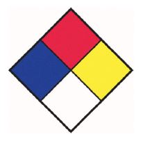 Hazmat symbol - diamond with red, blue, yellow, and white corners